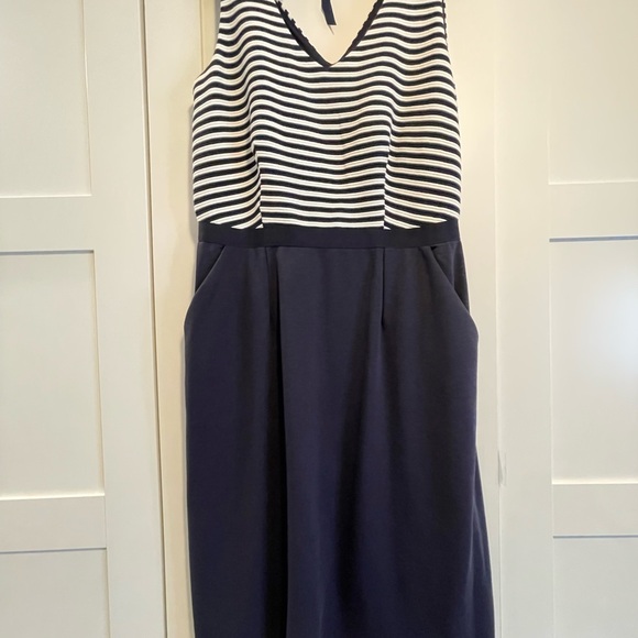 Boden Women’s Ponte Knit Striped Tank Dress Pockets Size 8 Regular - Picture 2 of 8